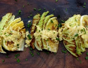 Chou rôti sauce oignon et moutarde