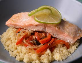 Saumon mariné et ses poivrons