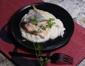 Filets d'omble chevalier à la crème de céleri au lard