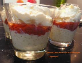 Mousse citron, riz au lait et fruits rouges