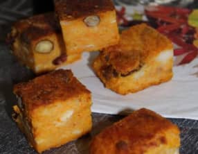 Brownie carotte, chèvre et amandes