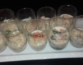 Verrine crevettes, lait de coco et gingembre