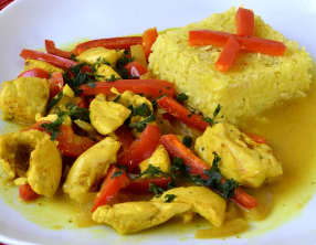 Curry de poulet et poivrons