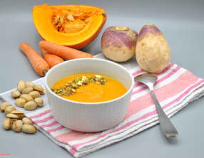 Soupe potimarron carotte navet orange