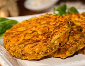 Galettines d’avoine et Asuki aux petits légumes