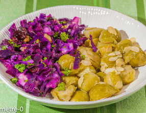 Salades de chou rouge et de choux de Bruxelles