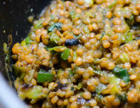 Lentilles corail au poireau