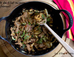 Wok de filet mignon de porc au fenouil