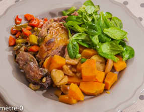 Canard aux légumes d'hiver, patates douces et châtaignes