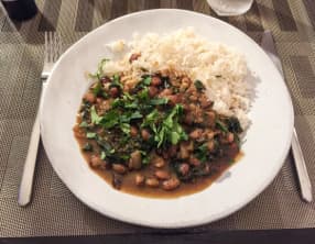 Haricots rouges mouchetés aux épinards