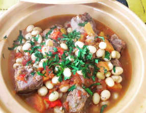 Tajine d’agneau, poivrons et cocos de Paimpol