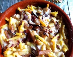 Gratin de macaroni, endives rouges, béchamel