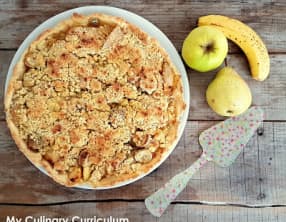 Tarte poires, pommes, bananes façon crumble