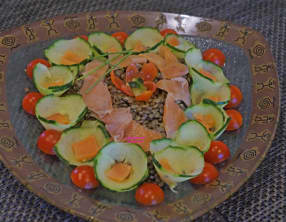 Salade de lentilles et saumon fumé