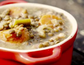 Lentilles, carottes, poireaux aux épices.