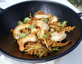 Wok de crevettes aux légumes