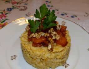Risotto au butternut rôti au sirop d’érable et noix