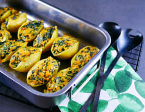 Conchiglioni truite et épinards