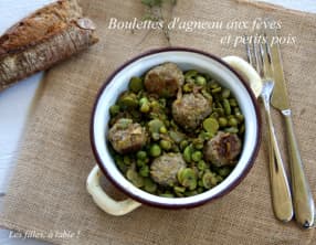 Boulettes d’agneau aux fèves et petits pois