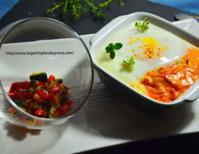 Oeuf cocotte au confit de poivron rouge