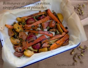 Betteraves et carottes rôties, sirop d’érable et mélasse de grenades
