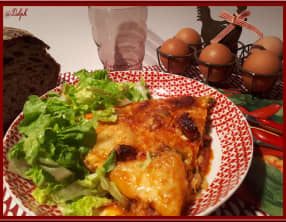 Omelette aux pommes de terre, chorizo, poivrons au four