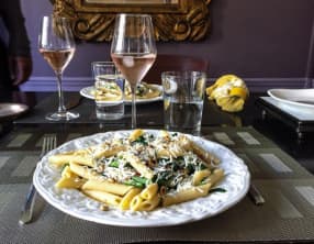 Penne con fagioli e  spinaci 