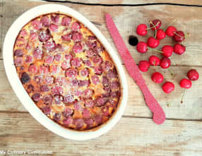 Clafoutis cerises et chocolat blanc