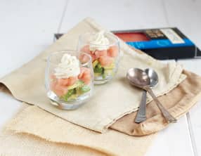 Verrines avocat et cœur de saumon fumé