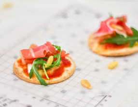 Mini torti-pizza au jambon de Parme