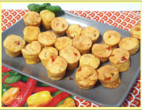 Petits moelleux aux poivrons marinés et piment d'Espelette