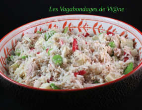 Salade riz, radis, thon, fèves, comté