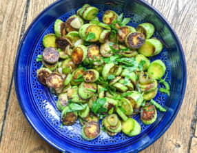 Courgettes trompettes sautées