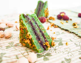 Mini club-sandwich pistache framboises