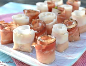 Roulés de jambon cru au chèvre, basilic et tomates confites