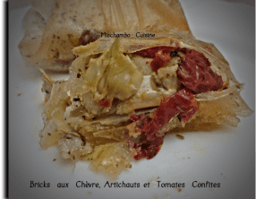 Bricks au chèvre, artichauts et tomates séchées
