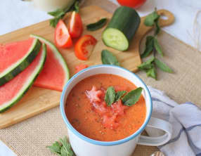 Soupe froide pastèque et tomate