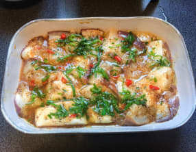 Aubergines au gingembre, cuites à la vapeur