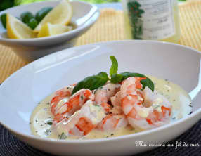 Scampis grillés sauce crémeuse au limoncello