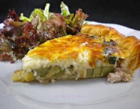Quiche aux lardons, courgettes, Comté et menthe
