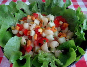 Salade de pâtes aux crudités et mimolette