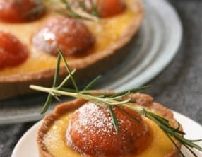 Tarte au curd de melon, romarin, abricots