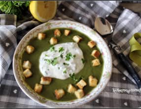Crémeux velouté de légumes verts et sa chantilly citronnée au cerfeuil