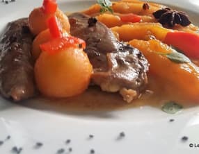 Aiguillettes de canard et poêlée de melon aux épices