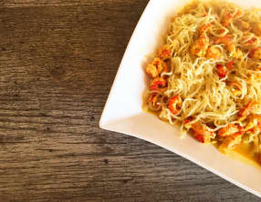 Shirataki de konjac aux écrevisses, citron et coco