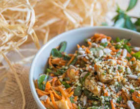 Salade de pourpier, carotte et tempeh à l'asiatique