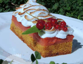 Carrés fondants meringués à la groseille