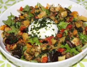 Salade de légumes confits au four et Burrata