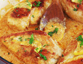 Poulet sauce crémeuse, ail et citron