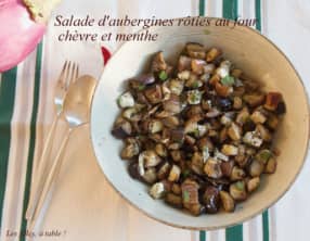 Salade d’aubergines rôties au four, chèvre et menthe